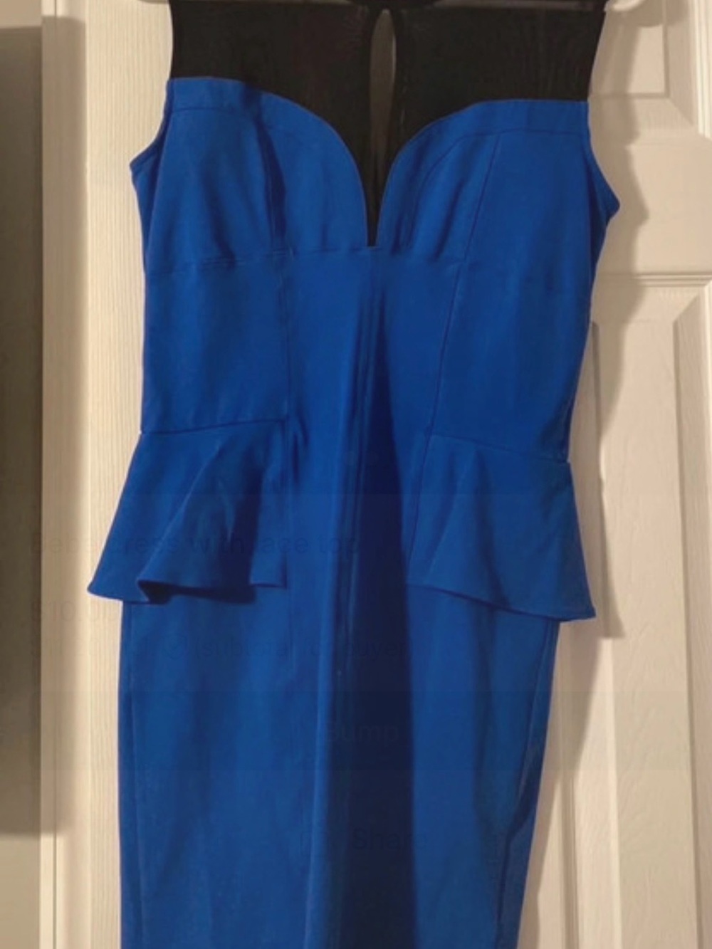 Bebe Sleeveless Royal Blue Peplum Sheath Dress